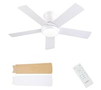 CJOY Ceiling Fan with Light and Remote 42 inch | Flush Mount Ceiling Fans with Lights, Reversible DC, 6 Speed, Dimmable, Quiet, Sleep Mode, Fan Light for Kitchen/Living Room