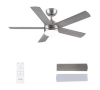 CJOY Ceiling Fans with Lights, 42 inch Silver Ceiling Fans with Lights and Remote Control, 6 Speeds, Quiet Reversible DC, Memory 3CCT, Dimmable, Sleep Mode, Timer, Use for Bedroom/Living Room/Kitchen