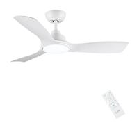 CJOY Ceiling Fans with Lights, Lights and Remote Control, 42'' Lamps Dimmable, 6 Speeds Fan White 3 Blade Quiet DC Reversible for Bedroom Living Room (42-1113W)