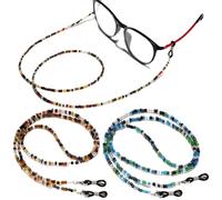 CJQRL 2 Pieces Eyeglass Chains, Sunglasses Cord, Glasses Holder Necklace, Non-Slip Glasses Chain, Elegant Necklace with Coloured Beads Holder, Non-Slip for Accessories