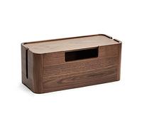 CJshop Cable Management Box Wooden Cable Management Boxes Organizer Large Capacity Walnut Cable Organizer with Strong Magnetic Cover Home Office Cable Organizer Box Hiding Box Cable Tidy Box