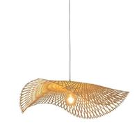 CJSLXGBL Hand-Woven Bamboo Hanging Lighting Fixtures Boho Light Fixture E27 Ceiling Hanging Light Vintage Chandeliers Coastal Pendant Light Farmhouse Lampshade For Dining Room Kitchen Island Hallway