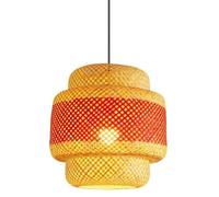 CJSLXGBL Hand-Woven Bamboo Hanging Lighting Fixtures Boho Light Fixture E27 Ceiling Hanging Light Vintage Chandeliers Coastal Pendant Light Farmhouse Lampshade For Dining Room Kitchen Island Hallway