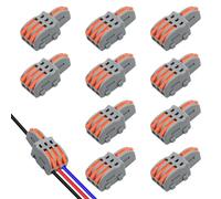 Cjueiom 10Pcs 1 In 3 Out Lever Wire Connectors, Quick Splice Electrical Terminal Blocks, Compact & Reusable Push-in Connectors for DIY Projects, Secure Wire Splitting for 0.08-4mm² Cables