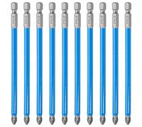 Cjueiom 10Pcs Magnetic PH2 Screwdriver Bits Set, Anti Slip Phillips Screwdriver Bits, Cross Head Electric Screwdriver Bits with 1/4" Hex Shank (PH2 x 127MM)