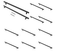Cjueiom 12 Pack Matt Black Cupboard Handles 160mm Hole Center T Bar Handles, Stainless Steel Drawer Handles Long Wardrobe Door Handles Pulls, 250mm Length Kitchen Cabinet Handles for Bedroom Drawer
