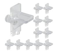 Cjueiom 12 Pcs Shelf Holders Pegs 1/4 Inch, Clear Plastic Cabinet Shelf Support Clips, Furniture Pins for Kitchen Cabinet, Bookcase, Wood Shelving, Easy Installation and Replacement