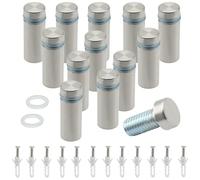 Cjueiom 12 Pcs Stainless Steel Standoff Fixings, Silver Sign Standoff Screws for Glass Displays, Acrylic Frames, Wall Advertisements, Durable Display Fasteners, 12x30mm