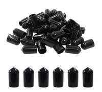 Cjueiom 120pcs Black Rubber End Caps, 12mm / 1/2 inch ID Round Rubber Protectors, Vinyl Bolt Covers for Screws, Tubes, Cables, Wires, Cyling