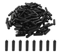 Cjueiom 120pcs Black Rubber End Caps, 3mm / 1/8 inch ID Round Rubber Protectors, Vinyl Bolt Covers for Screws, Tubes, Cables, Wires, Cyling