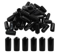 Cjueiom 120pcs Black Rubber End Caps, 9.5mm / 3/8 inch ID Round Rubber Protectors, Vinyl Bolt Covers for Screws, Tubes, Cables, Wires, Cyling