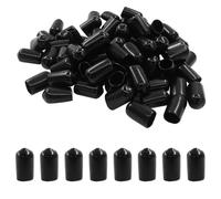 Cjueiom 120pcs Black Rubber End Caps, 9mm / 0.35 inch ID Round Rubber Protectors, Vinyl Bolt Covers for Screws, Tubes, Cables, Wires, Cyling