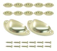 Cjueiom 12PCS Cabinet Cup Pull Handles, 82x35mm Vintage Gold Drawer Pulls, Antique Kitchen Cupboard Handles with Screws, Suitable for Cabinet, Dresser, Wardrobe, and Furniture Doors