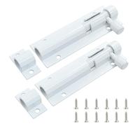 Cjueiom 2 Pack Door Lock Bolts, 3 Inch / 75mm White Barrel Bolt Latch Heavy Duty, Slide Latch Lock with Screws for Bedroom Bathroom Toilet Shed Garden Gate