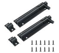 Cjueiom 2 Pack Door Lock Bolts, 4 Inch / 100mm Black Barrel Bolt Latch Heavy Duty, Slide Latch Lock with Screws for Bedroom Bathroom Toilet Shed Garden Gate