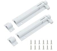 Cjueiom 2 Pack Door Lock Bolts, 4 Inch / 100mm White Barrel Bolt Latch Heavy Duty, Slide Latch Lock with Screws for Bedroom Bathroom Toilet Shed Garden Gate
