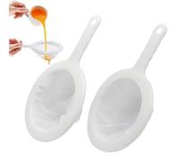 Cjueiom 2 Pack Nylon Mesh Strainer, Ultra Fine Mesh Kitchen Colander for Coffee, Juice, Milk, Yogurt, Honey, Nut Milks, Sauces & Teas with Non Slip Handle & Hanging Hole, 120 & 200 Mesh