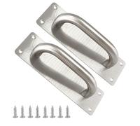 Cjueiom 2 Pack Silver Sliding Barn Door Handle, 8 Inch Gate Door Handle Stainless Steel Push-Pull Door Handles, Square Kitchen Pull Handle for Sliding Barn Door Gate Cabinet Closet Drawer Garage Shed