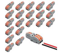 Cjueiom 20Pcs 1 In 2 Out Lever Wire Connectors, Quick Splice Electrical Terminal Blocks, Compact & Reusable Push-in Connectors for DIY Projects, Secure Wire Splitting for 0.08-4mm² Cables