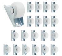 Cjueiom 20pcs 25mm / 1 Inch White Caster Wheels Trolley Wheels, Rigid Fixed Non Swivel Casters with Metal Top Plate, Small Furniture Replacement Wheel for Drawer Equipment