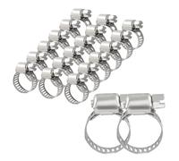 Cjueiom 20PCS Adjustable Hose Clamp Glossy Pipe Clips, 304 Stainless Steel Worm Drive Clamp Suitable for 10-16mm Diameter Pipe Plumbing, Silver Duct Clamps Hose Clips for Flexible Hose Pipe Tube