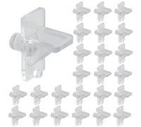 Cjueiom 24 Pcs Shelf Holders Pegs 1/4 Inch, Clear Plastic Cabinet Shelf Support Clips, Furniture Pins for Kitchen Cabinet, Bookcase, Wood Shelving, Easy Installation and Replacement