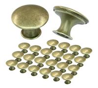 Cjueiom 24Pcs Kitchen Cabinet Knobs, Antique Brass Door Knobs, 30mm Round Metal Cabinet Pulls with Matching Screws for Drawer Dresser Cupboard Wardrobe