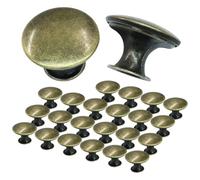 Cjueiom 24Pcs Kitchen Cabinet Knobs, Bronze Door Knobs, 30mm Round Metal Cabinet Pulls with Matching Screws for Drawer Dresser Cupboard Wardrobe