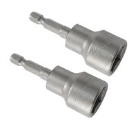 Cjueiom 2pcs 1/4" Quick-Change Hexagon Socket, 17mm Metric Nut Drivers Hex Shank Magnetic Nut Setter Driver Drill Bit Set, 65mm Length Nut Extractor Socket Set for Electric Screwdriver Handle Tools