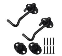 Cjueiom 2pcs Heavy Duty Shed Hook and Eye Latch Set, 75mm / 3 Inch Black Stainless Steel Cabin Hook and Eye Latch for Sliding Door Garage Barn Door Window Garden Shed