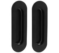 Cjueiom 2Pcs Recessed Sliding Handles, 120mm Stainless Steel Oval Side Hole Flush Embedded Sliding Door Handle for Kitchen Cupboard Wardrobe Dresser Barn Door Closet, Black