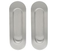 Cjueiom 2Pcs Recessed Sliding Handles, 120mm Stainless Steel Oval Side Hole Flush Embedded Sliding Door Handle for Kitchen Cupboard Wardrobe Dresser Barn Door Closet, Brushed Nickel