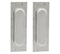 Cjueiom 2Pcs Recessed Sliding Handles, 120mm Stainless Steel Recessed Finger Flush Pulls for Kitchen Cupboard Wardrobe Dresser Barn Door Closet, Brushed Nickel