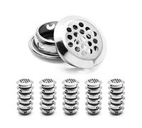 Cjueiom 30PCS Air Vent Louver 25mm Round Ventilation Grilles, Stainless Steel Mesh Hole Vent Circular Soffit Vent Cover, Silver Wardrobe Vent Shoes Cabinet Vent for Bookcase Cupboard Drawer Bathroom