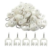 Cjueiom 30Pcs Plastic Curtain Track Carrier Rollers, 9mm Dia White Gliding Rail Rollers for Ceiling, Shower, Window Drapery Tracks