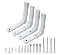 Cjueiom 4 Pcs 4 Inch White Shelf Bracket, L Shaped Bracket, Angle Brackets Heavy Duty for Bookshelf Table Furniture Window Wall Wood Board, 100mm*100mm