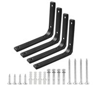 Cjueiom 4 Pcs 6 Inch Black Shelf Bracket, L Shaped Bracket, Angle Brackets Heavy Duty for Bookshelf Table Furniture Window Wall Wood Board, 150mm*125mm