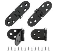 Cjueiom 4PCS Folding Table Hinge with Screws, 180 Degree Round Cabinet Hinge, Folding Flip Top Hinges Zinc Alloy Hinges for Cupboard Drawer Wardrobe Wooden Box (Matte Black)