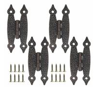 Cjueiom 4Pcs Heavy Duty H-Hinge, Red Bronze Flush Mount Metal Hardware for Cabinets, Doors & Furniture, Includes Mounting Screws, Rust-Resistant Smooth Motion Design, 3.5x1.5 Inch
