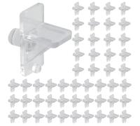 Cjueiom 50 Pcs Shelf Holders Pegs 1/4 Inch, Clear Plastic Cabinet Shelf Support Clips, Furniture Pins for Kitchen Cabinet, Bookcase, Wood Shelving, Easy Installation and Replacement