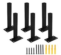 Cjueiom 6 Pack 8 Inch / 200mm Floating Shelf Bracket Black Shelf Supports, Heavy Duty Shelf Brackets Wall Mounted Brackets Hardware Supports, Cold-Rolled Steel Shelf Brackets for Farmhouse Furniture
