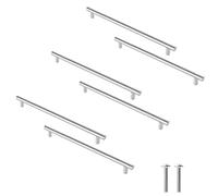 Cjueiom 6 Pack Brushed Nickel Cupboard Handles 160mm Hole Center T Bar Handles, Stainless Steel Drawer Long Wardrobe Door Pulls, 250mm Length Kitchen Cabinet for Bedroom