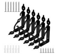 Cjueiom 6 Pcs Decorative Shelf Brackets Retro Black Shelf Support, 14cm / 5.5 Inch Floating Shelf Brackets Heavy Duty Wall Brackets, L Corner Brace Thickened Metal Shelf Brackets for Wood Shelves