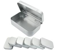 Cjueiom 6 Pcs Silver Tins Container, Metal Storage Tin Box, Rectangular Empty Hinged Tins with Lids for Candy Key Earring Organizer, 95 x 60 x 22mm