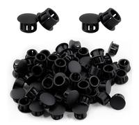 Cjueiom 60pcs 13mm / 1/2" Hole Plugs Black Plastic Hole Covers, Flush Type Drill Hole Cover Caps Snap in Locking Blanking Cap, Post Pipe Insert Screw Hole Cover for Kitchen Cupboard Cabinet Shelf