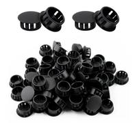 Cjueiom 60pcs 16mm / 5/8" Hole Plugs Black Plastic Hole Covers, Flush Type Drill Hole Cover Caps Snap in Locking Blanking Cap, Post Pipe Insert Screw Hole Cover for Kitchen Cupboard Cabinet Shelf