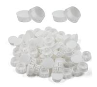 Cjueiom 60pcs 16mm / 5/8" Hole Plugs White Plastic Hole Covers, Flush Type Drill Hole Cover Caps Snap in Locking Blanking Cap, Post Pipe Insert Screw Hole Cover for Kitchen Cupboard Cabinet Shelf