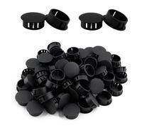 Cjueiom 60pcs 25mm / 1" Hole Plugs Black Plastic Hole Covers, Flush Type Drill Hole Cover Caps Snap in Locking Blanking Cap, Post Pipe Insert Screw Hole Cover for Kitchen Cupboard Cabinet Shelf