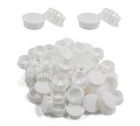 Cjueiom 60pcs 25mm / 1" Hole Plugs White Plastic Hole Covers, Flush Type Drill Hole Cover Caps Snap in Locking Blanking Cap, Post Pipe Insert Screw Hole Cover for Kitchen Cupboard Cabinet Shelf