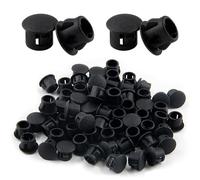 Cjueiom 60pcs 8mm / 5/16" Hole Plugs Black Plastic Hole Covers, Flush Type Drill Hole Cover Caps Snap in Locking Blanking Cap, Post Pipe Insert Screw Hole Cover for Kitchen Cupboard Cabinet Shelf